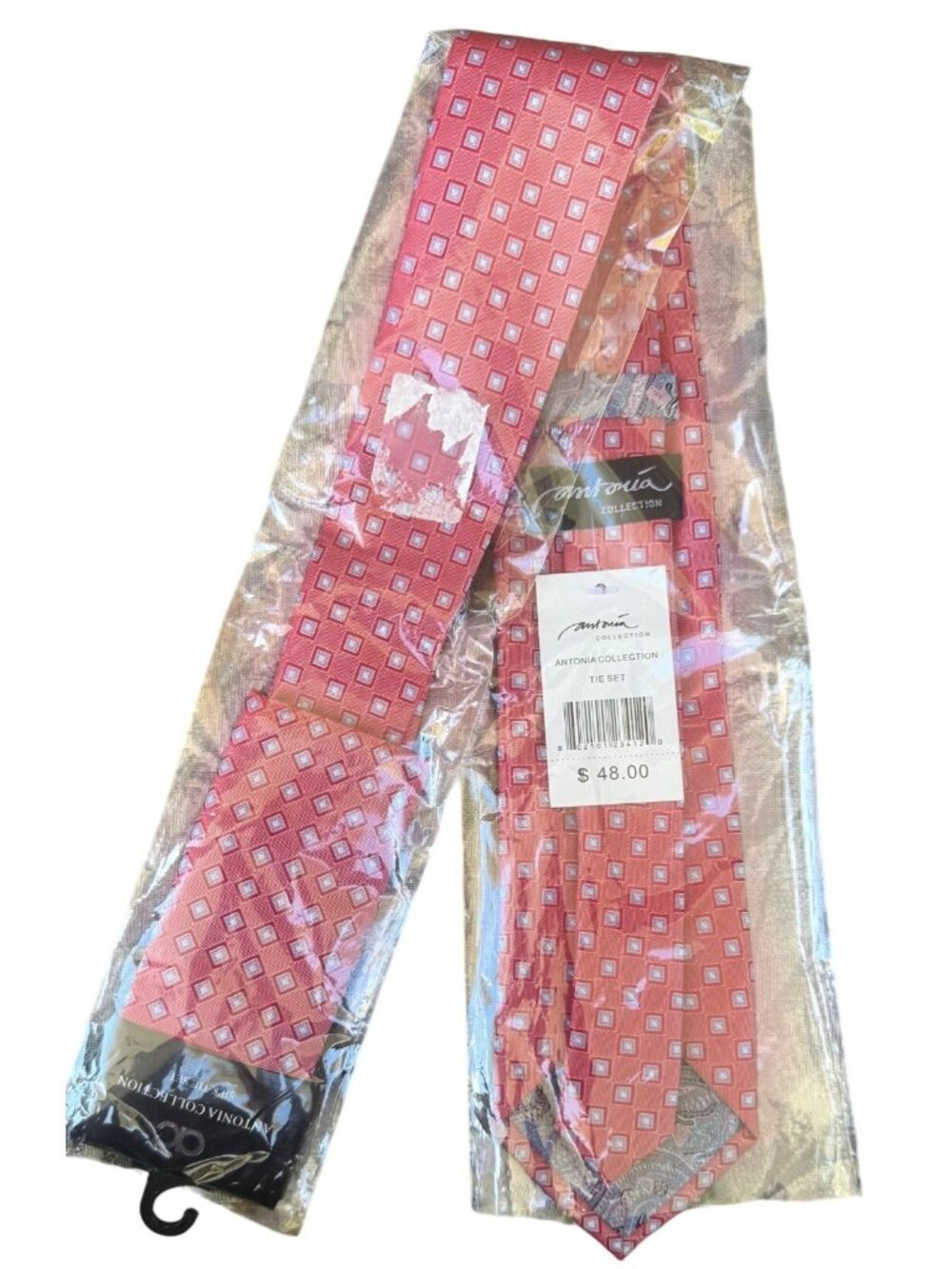 Antonia Collection Silk Men's Tie Red Diamond Pattern Classic Formal